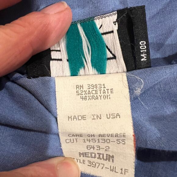 Vtg button front midi skirt blue medium elastic waist USA cottagecore western - Picture 6 of 8